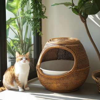 Cat toilet, cat litter box, indoor living room, household creative hand-woven lace, pet