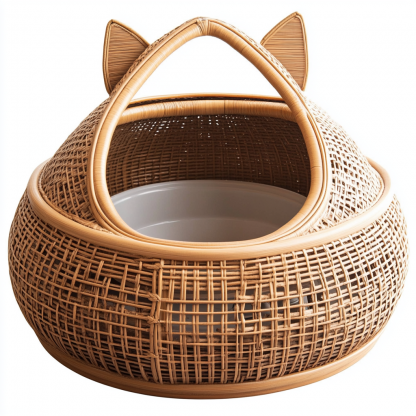 Residential furniture, cat litter box, rattan and bamboo cat litter box, modern and simple homestay, lobby, living room, club, solid wood leisure area - Image 2