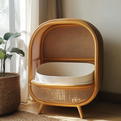 Rattan cat cage, small-sized household cat bed, hanging basket, universal cat litter box for summer, cat toilet, detachable and washable cat bed - Image 3