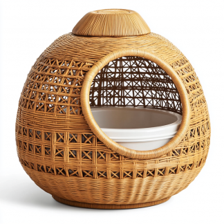 Wabi-sabi style cat litter box, cat toilet, wicker weaving, simple and modern Nordic creative home light luxury furniture