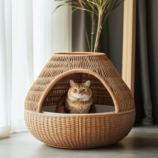 Cat toilet, cat litter box, modern, simple, fresh and high-end cat scratcher bathroom in residential interior