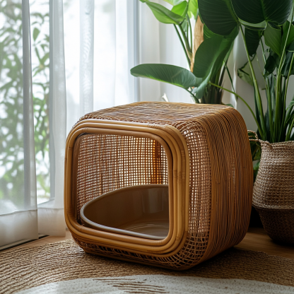 Cat toilet, cat litter box, modern, simple, fresh and high-end cat scratcher bathroom in residential interior - Image 4