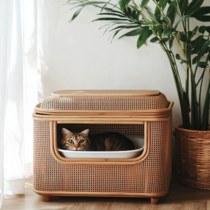 Cat toilet, cat litter box, modern, simple, fresh and high-end cat scratcher bathroom in residential interior - Image 3