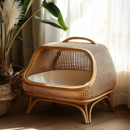 Cat toilet, cat litter box, modern, simple, fresh and high-end cat scratcher bathroom in residential interior - Image 2