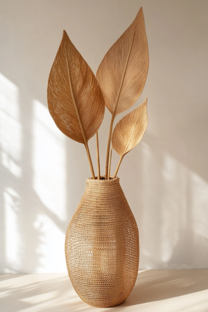 Wicker hanging ornaments, bedroom dining table, entrance hall, homestay, Nordic artificial flower vase, French retro flower vase, living room - Image 5