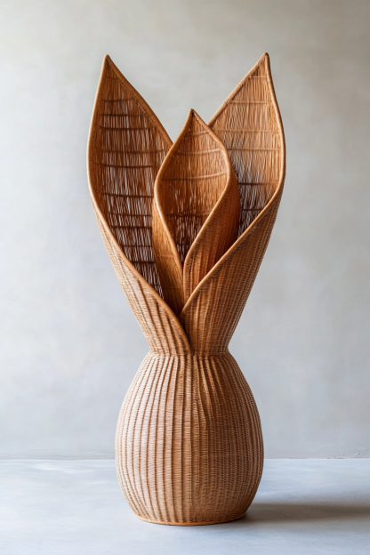 Wicker hanging ornaments, bedroom dining table, entrance hall, homestay, Nordic artificial flower vase, French retro flower vase, living room - Image 3