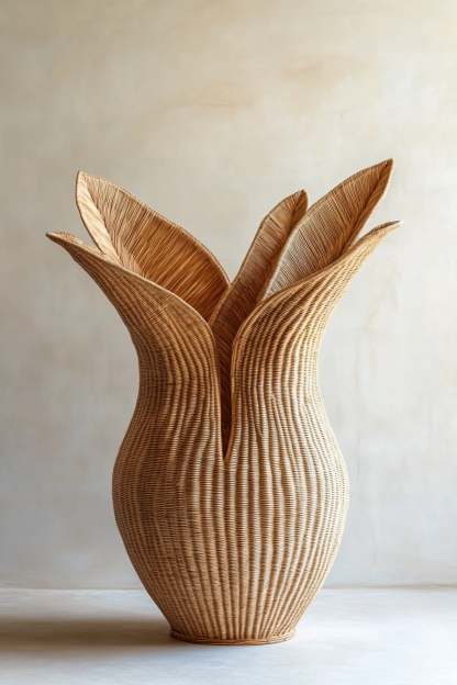 Wicker hanging ornaments, bedroom dining table, entrance hall, homestay, Nordic artificial flower vase, French retro flower vase, living room - Image 2