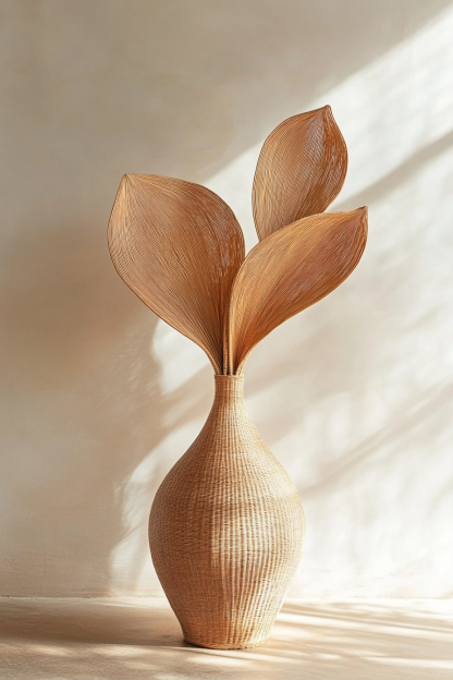 Nordic straw woven flower basket, rattan woven hand-held creative living room indoor desktop home decoration item - Image 3