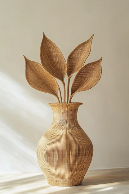 Wicker flower basket flowerpot, wicker flowerpot storage basket, bamboo weaving living room floor-standing large green plant flowerpot - Image 8