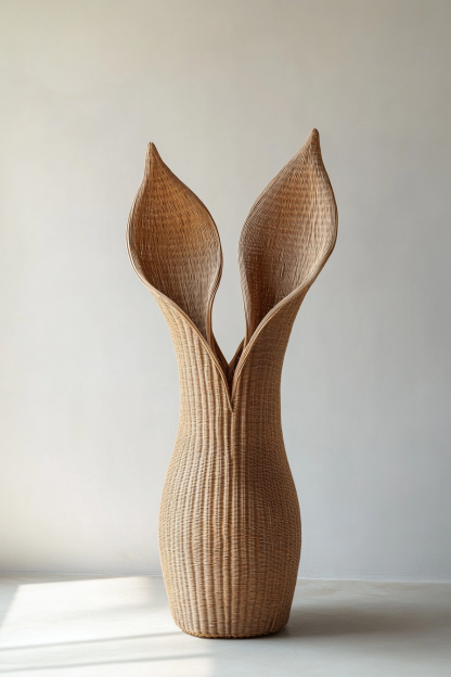 Wicker flower basket flowerpot, wicker flowerpot storage basket, bamboo weaving living room floor-standing large green plant flowerpot - Image 5
