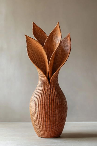 Wicker flower basket flowerpot, wicker flowerpot storage basket, bamboo weaving living room floor-standing large green plant flowerpot - Image 4