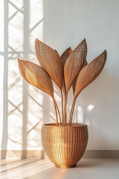 Wicker vases, artificial flowers, fake flowers, living room and dining table decorations - Image 6