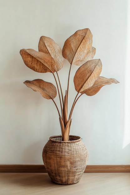 Wicker vases, artificial flowers, fake flowers, living room and dining table decorations