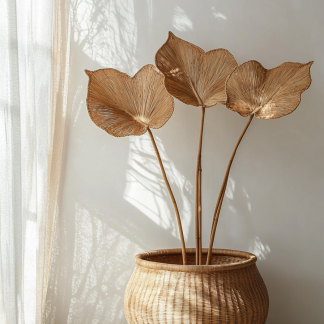 Wabi-sabi style wicker vase ornaments, living room flower arrangement decorations, bamboo wicker vase home decorations