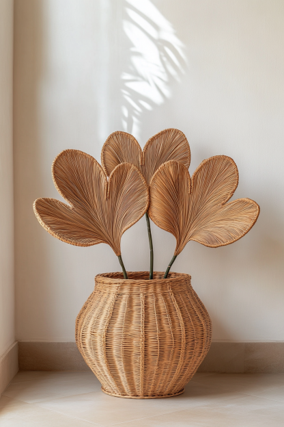 Vase ins Japanese style golden entrance hall living room window display model room decoration Ironwork leaf simulation - Image 5