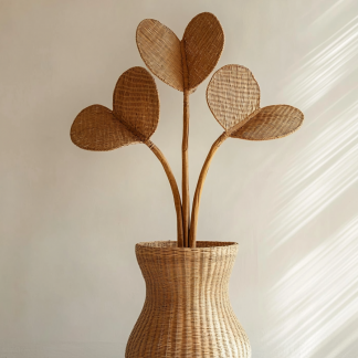 Vase ins Japanese style golden entrance hall living room window display model room decoration Ironwork leaf simulation