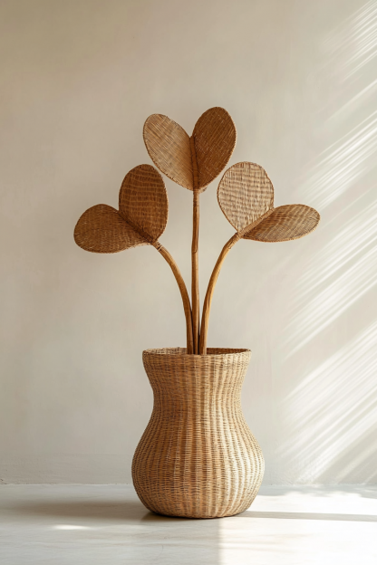 Vase ins Japanese style golden entrance hall living room window display model room decoration Ironwork leaf simulation