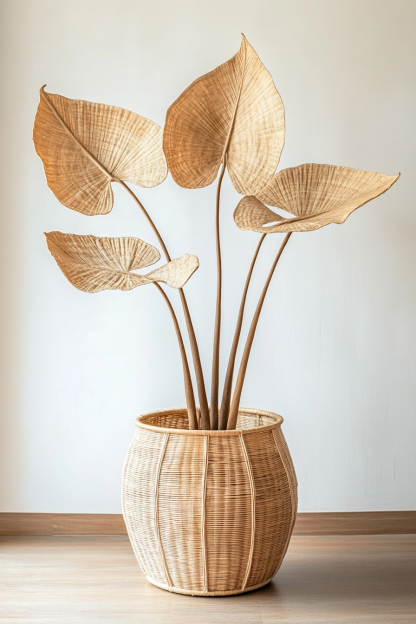 Vase ins Japanese style golden entrance hall living room window display model room decoration Ironwork leaf simulation - Image 2