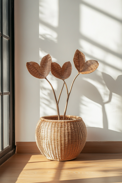 Wicker vases, artificial flowers, fake flowers, living room and dining table decorations - Image 4