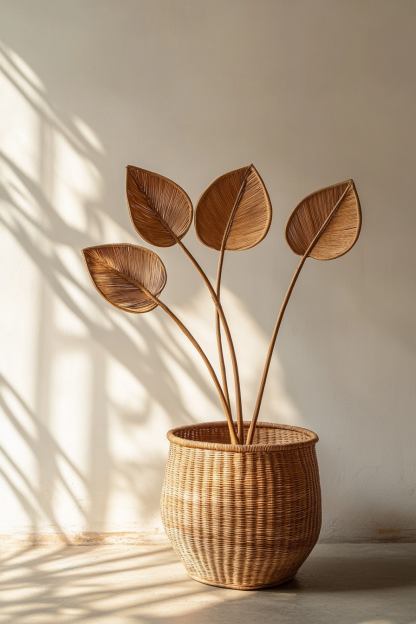 Wicker vases, artificial flowers, fake flowers, living room and dining table decorations - Image 2