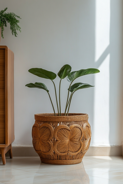 Vase, artificial flower display, hanging ornament, indoor entrance hall and living room display, green plant and flower vase display - Image 8