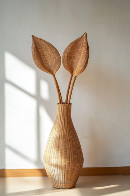 Nordic-style long, slender and tall ceramic vase, black TV wall, tall decorative flower vase, grille, entrance cabinet ornament - Image 4