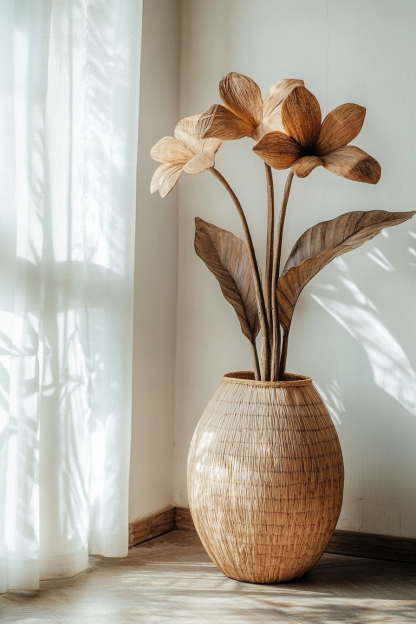 Artificial flower and rattan weaving, hanging living room, green plants, study, tea room, desktop, villa, garden dining table, hotel, artificial flowers