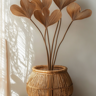 The living room dining table features a small Nordic modern and simple decorative vase with artificial flowers and a French retro Chinese style