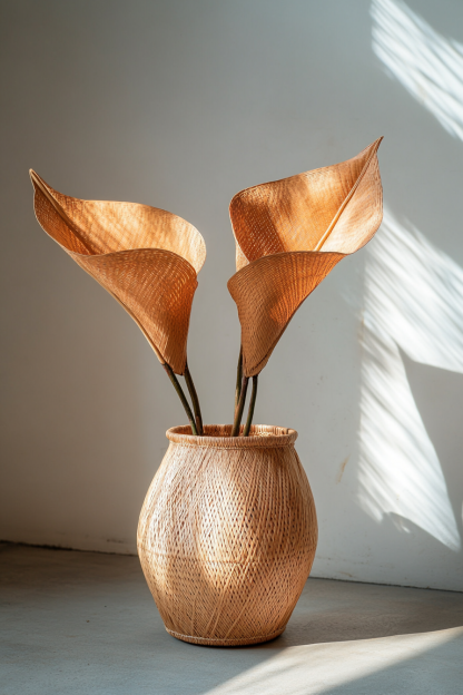 Wicker vases, artificial flowers, fake flowers, living room and dining table decorations - Image 7
