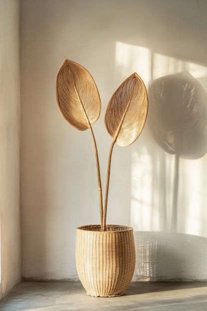 Nordic straw woven flower basket, rattan woven hand-held creative living room indoor desktop home decoration item - Image 9