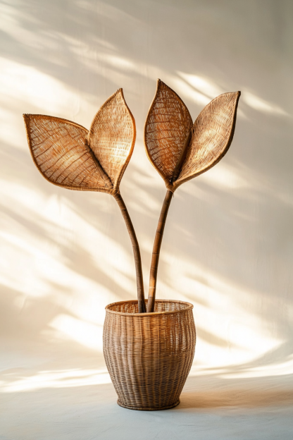 Nordic straw woven flower basket, rattan woven hand-held creative living room indoor desktop home decoration item - Image 10