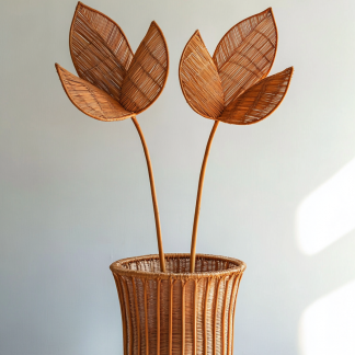 Wicker vases, artificial flowers, fake flowers, living room and dining table decorations
