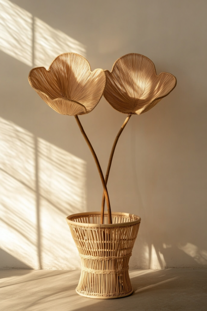 Indoor wicker leaf wall-hung living room table, homestay vase decorative mirror, artificial flower, Nordic desk