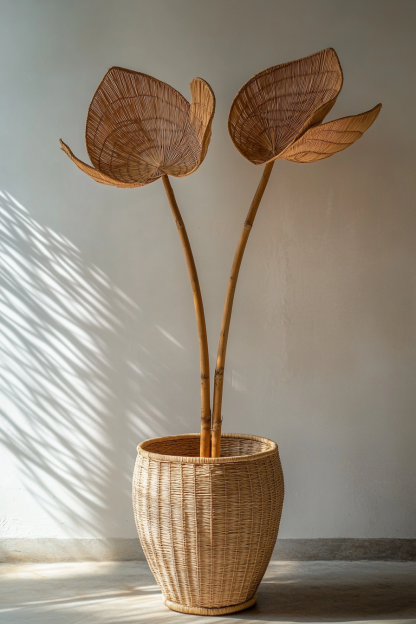 Wicker flower POTS, money tree plant flower baskets, hand-woven baskets, wicker baskets, green plant bamboo baskets, woven vases - Image 4