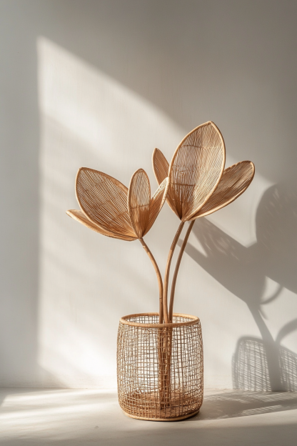 Wicker flower POTS, money tree plant flower baskets, hand-woven baskets, wicker baskets, green plant bamboo baskets, woven vases - Image 3