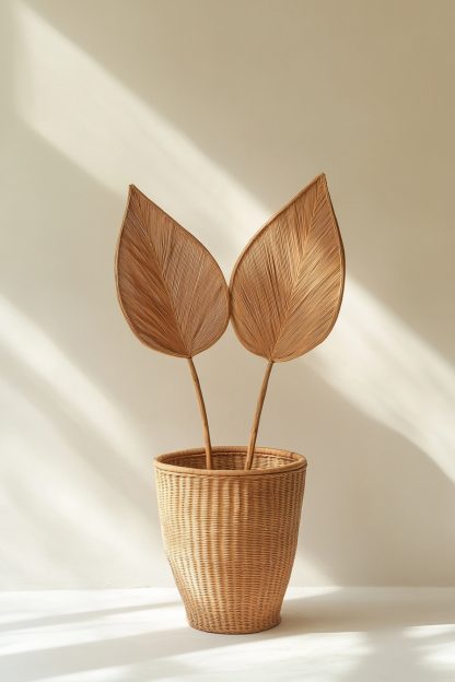 Wicker flower POTS, money tree plant flower baskets, hand-woven baskets, wicker baskets, green plant bamboo baskets, woven vases - Image 2