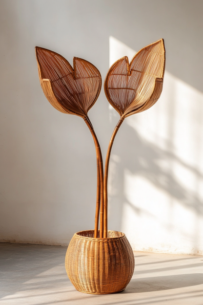 Wicker vases, artificial flowers, fake flowers, living room and dining table decorations - Image 4