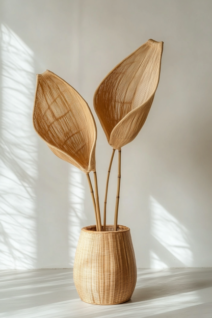 Wicker vases, artificial flowers, fake flowers, living room and dining table decorations - Image 3