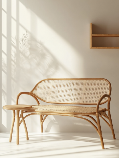 Wabi-sabi style solid wood wicker sofa category: Japanese modern and simple wabi-sabi style retro original solid wood wicker sofa - Image 9