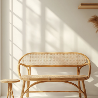 Wabi-sabi style solid wood wicker sofa category: Japanese modern and simple wabi-sabi style retro original solid wood wicker sofa