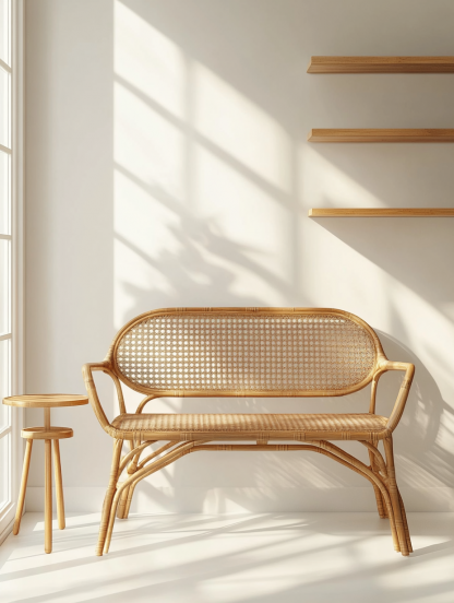 Wabi-sabi style solid wood wicker sofa category: Japanese modern and simple wabi-sabi style retro original solid wood wicker sofa - Image 3