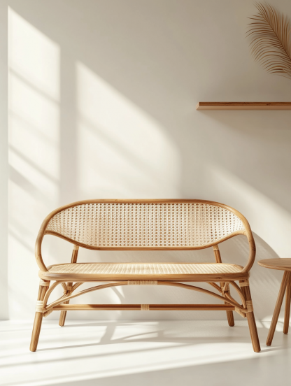 Wabi-sabi style solid wood wicker sofa category: Japanese modern and simple wabi-sabi style retro original solid wood wicker sofa - Image 2