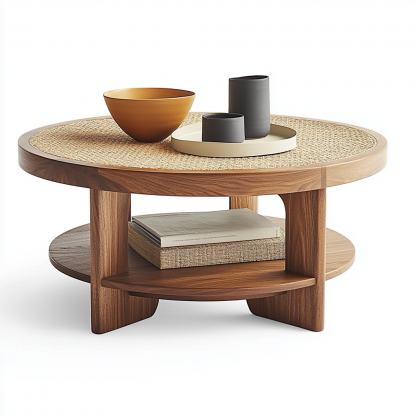 Round reception low table, Japanese wabi-sabi style solid wood coffee table, living room, modern, simple and light luxury for small-sized home - Image 8