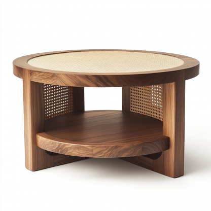 Wabi-sabi style wicker coffee table, living room, small-sized home, round coffee table and tea table - Image 4