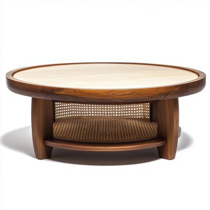 Wabi-sabi style wicker coffee table, living room, small-sized home, round coffee table and tea table - Image 8