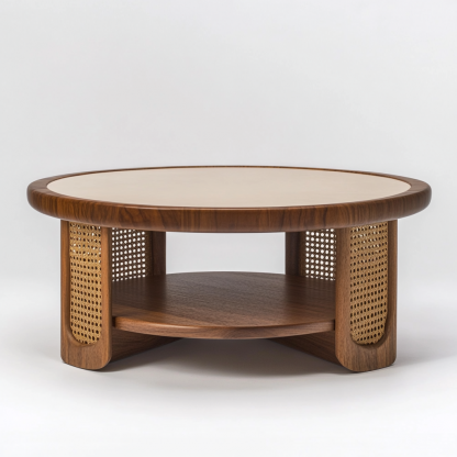 Balcony wicker Indonesian wicker small coffee table, living room real wicker round coffee table, simple new Chinese style casual coffee table - Image 6