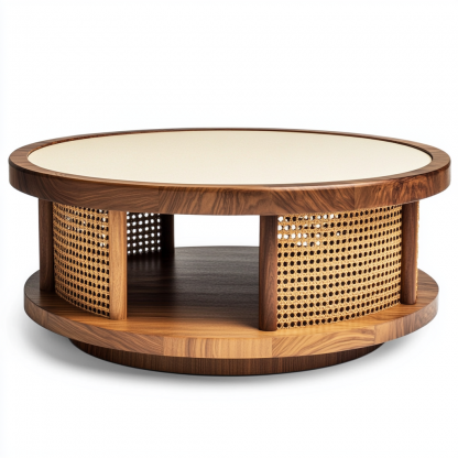 Round reception low table, Japanese wabi-sabi style solid wood coffee table, living room, modern, simple and light luxury for small-sized home - Image 4
