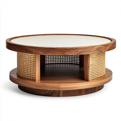 Round reception low table, Japanese wabi-sabi style solid wood coffee table, living room, modern, simple and light luxury for small-sized home - Image 3