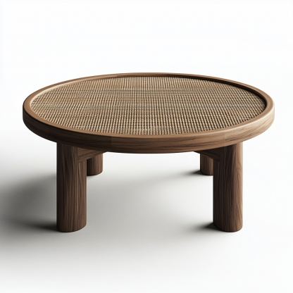 Wabi-sabi style wicker coffee table, living room, small-sized home, round coffee table and tea table - Image 4