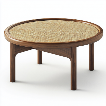 A combination of large and small round solid wood leisure table made of rattan weaving, a small tea table furniture for Nordic small-sized apartments, a coffee table and a corner table - Image 6